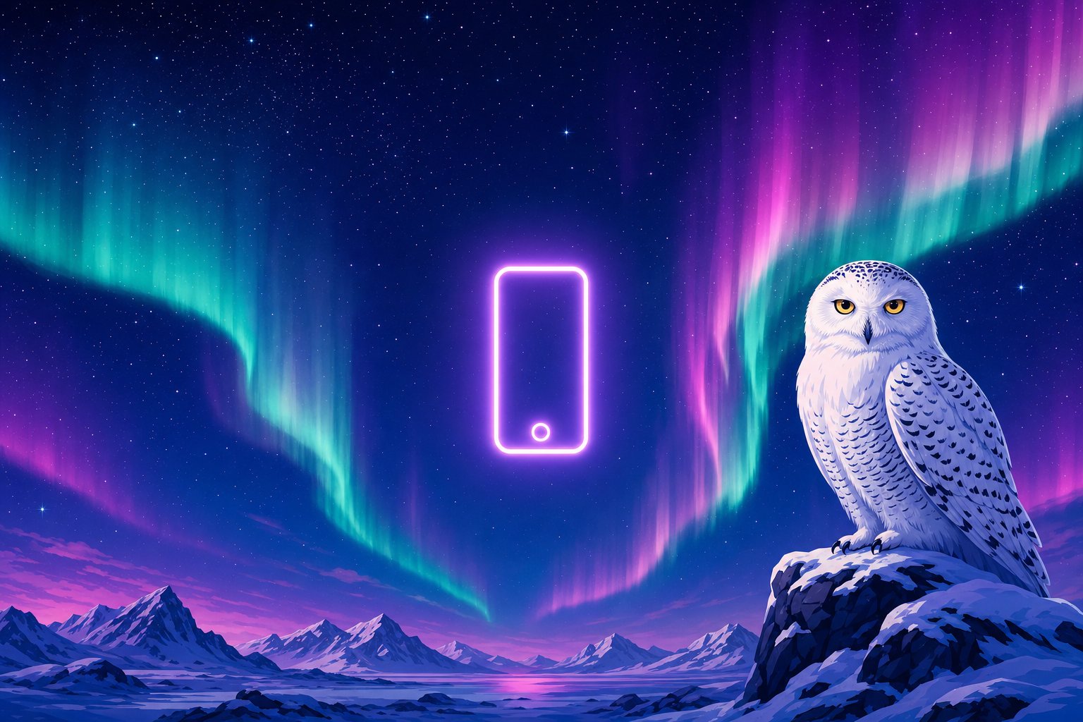 Illustration of a Snowy Owl beside a glowing smartphone icon, representing LeoVegas's mobile-first platform