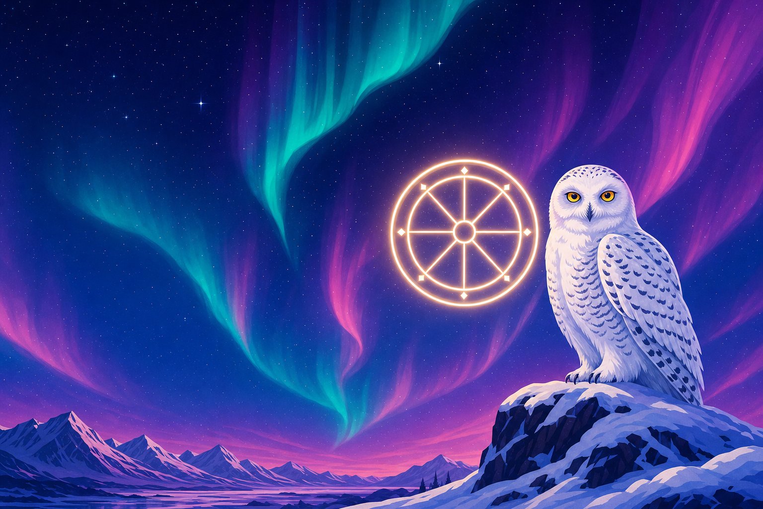 Illustration of a Snowy Owl beside a glowing roulette wheel icon, representing the live dealer roulette guide